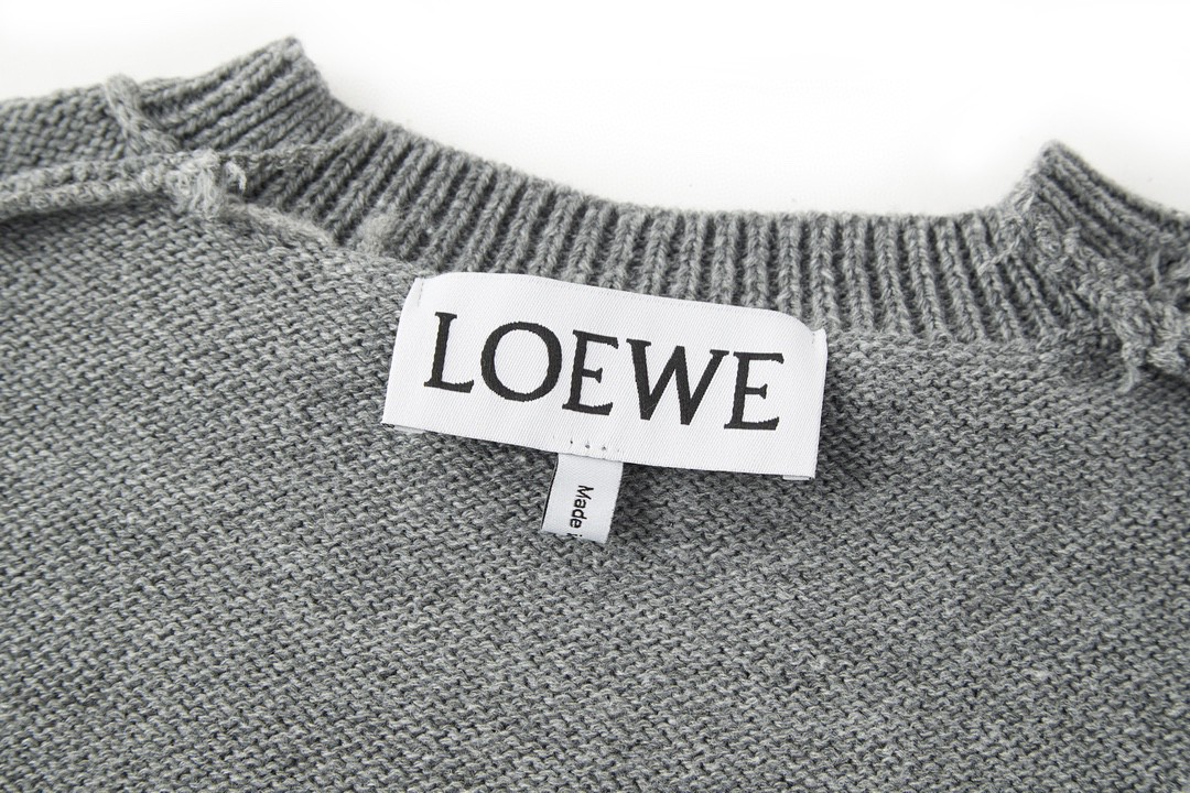 LOEWE 罗意威 小刺绣徽标羊毛毛衣 长袖 灰色 黑色