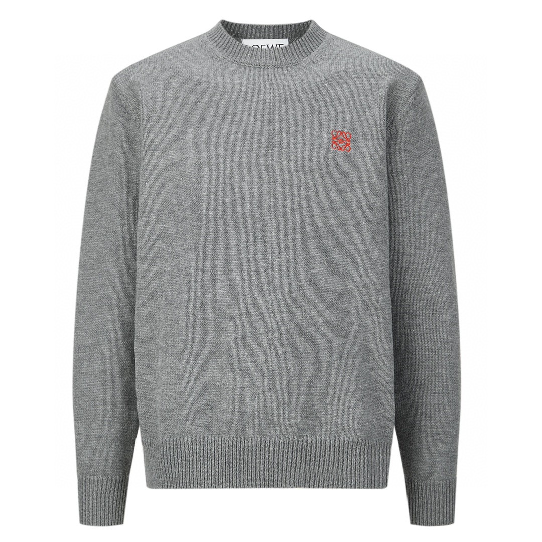 LOEWE 罗意威 小刺绣徽标羊毛毛衣 长袖 灰色 黑色