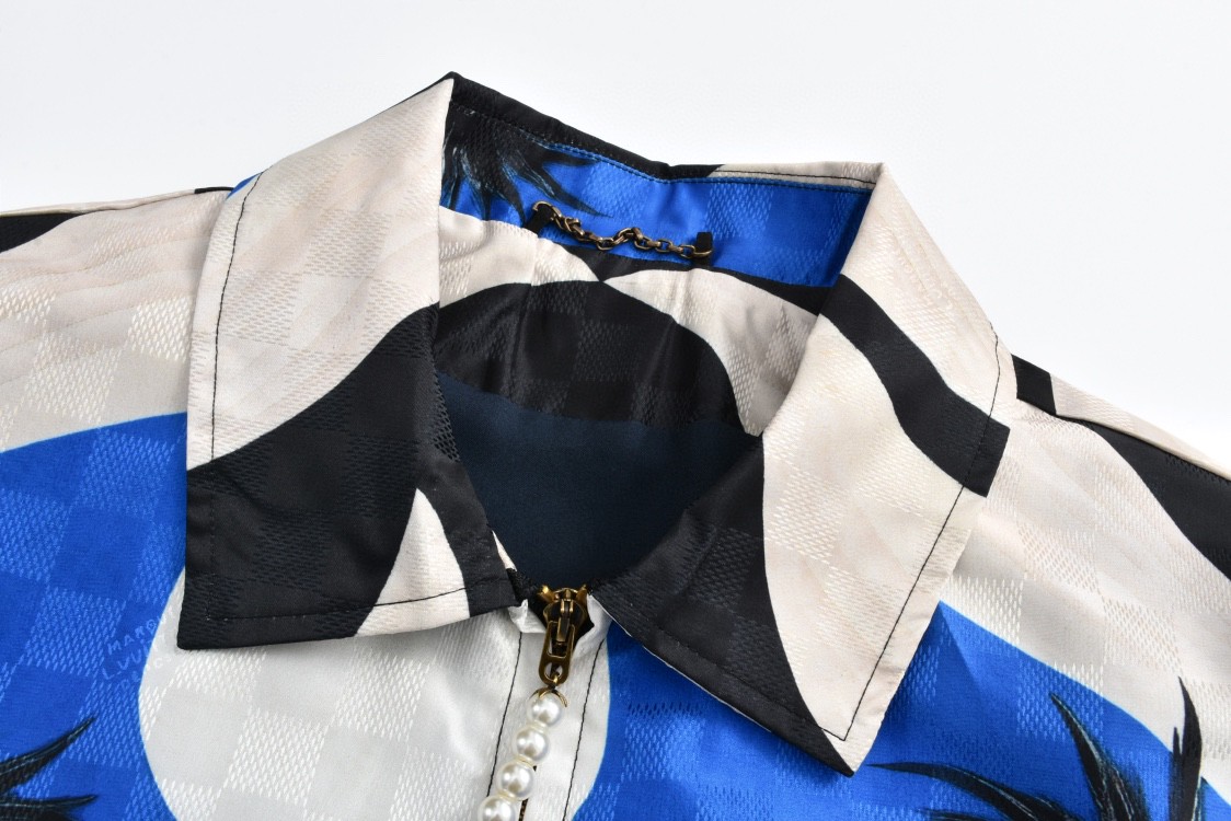 LOUIS VUITTON 路易威登 海岛椰树海浪丝绸夹克 外套 长袖 1AFQCC