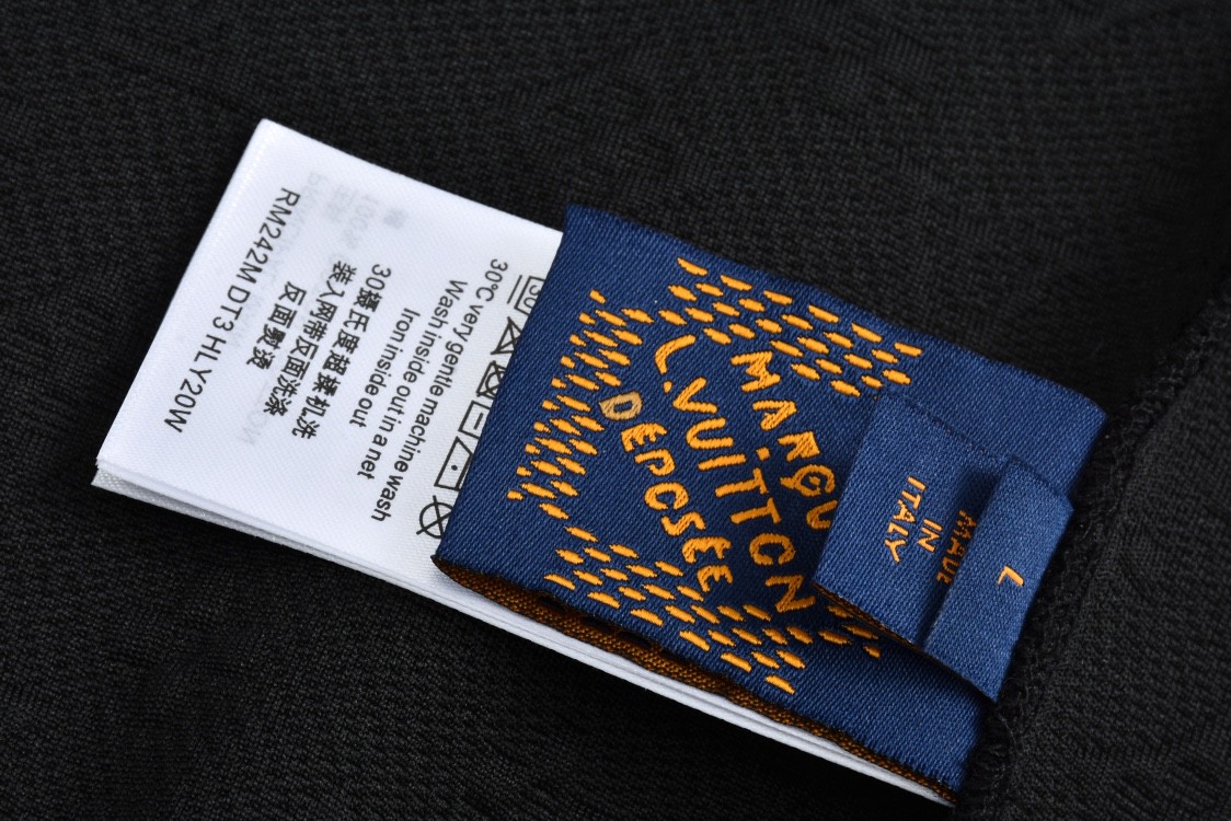 LOUIS VUITTON 路易威登 暗纹字母logo提花抽绳拉链连帽卫衣 外套 长袖 黑色 