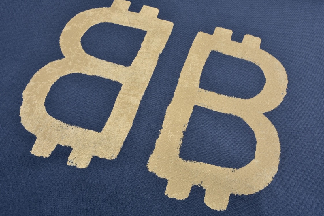 Balenciaga 巴黎世家 双B比特币连帽卫衣 外套 长袖 秋冬 蓝色 767877TOVU74108