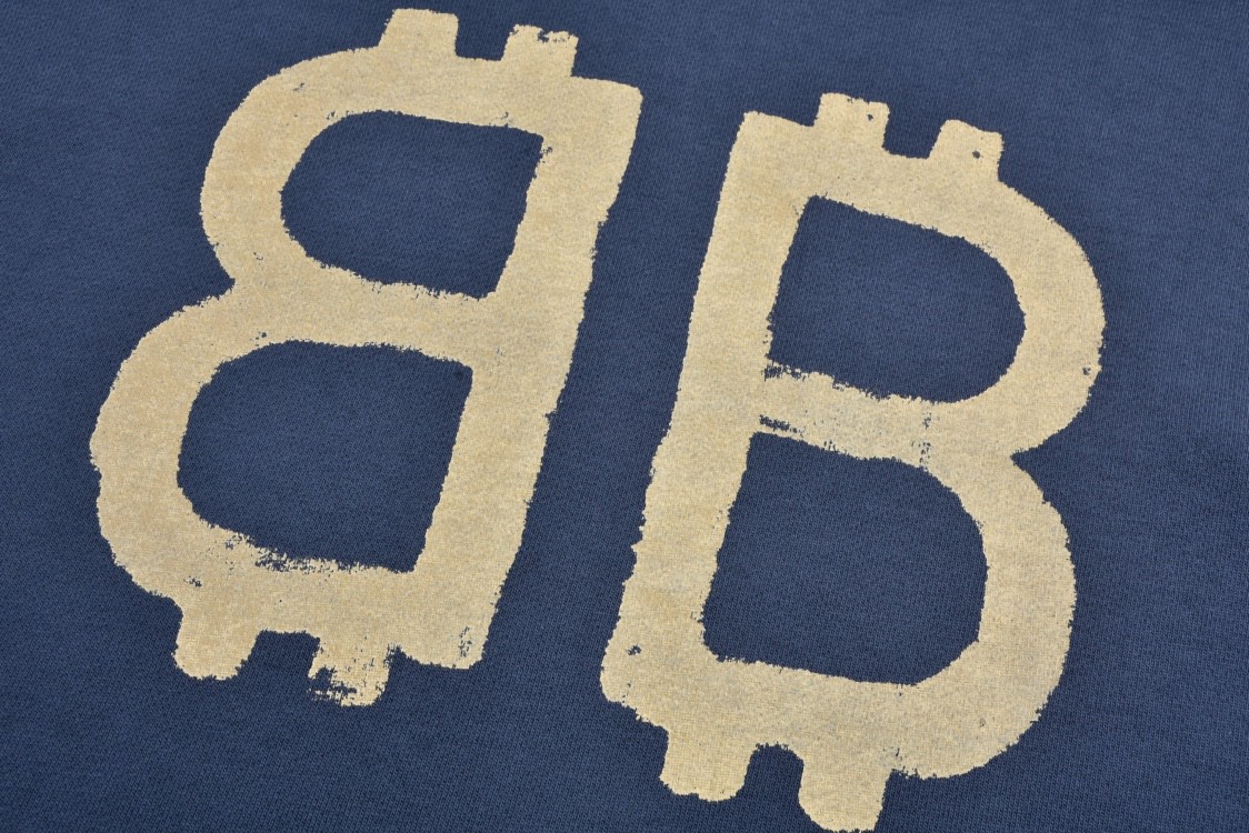 Balenciaga 巴黎世家 双B比特币连帽卫衣 外套 长袖 秋冬 蓝色 767877TOVU74108