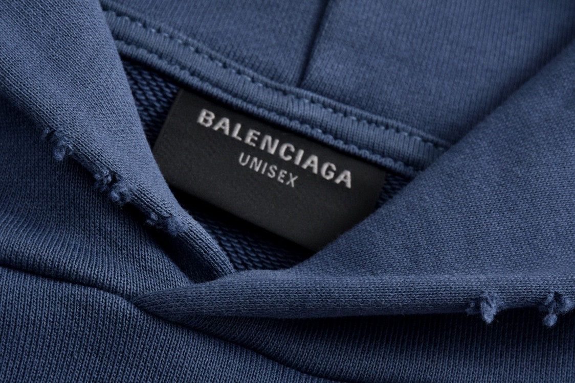 Balenciaga 巴黎世家 双B比特币连帽卫衣 外套 长袖 秋冬 蓝色 767877TOVU74108