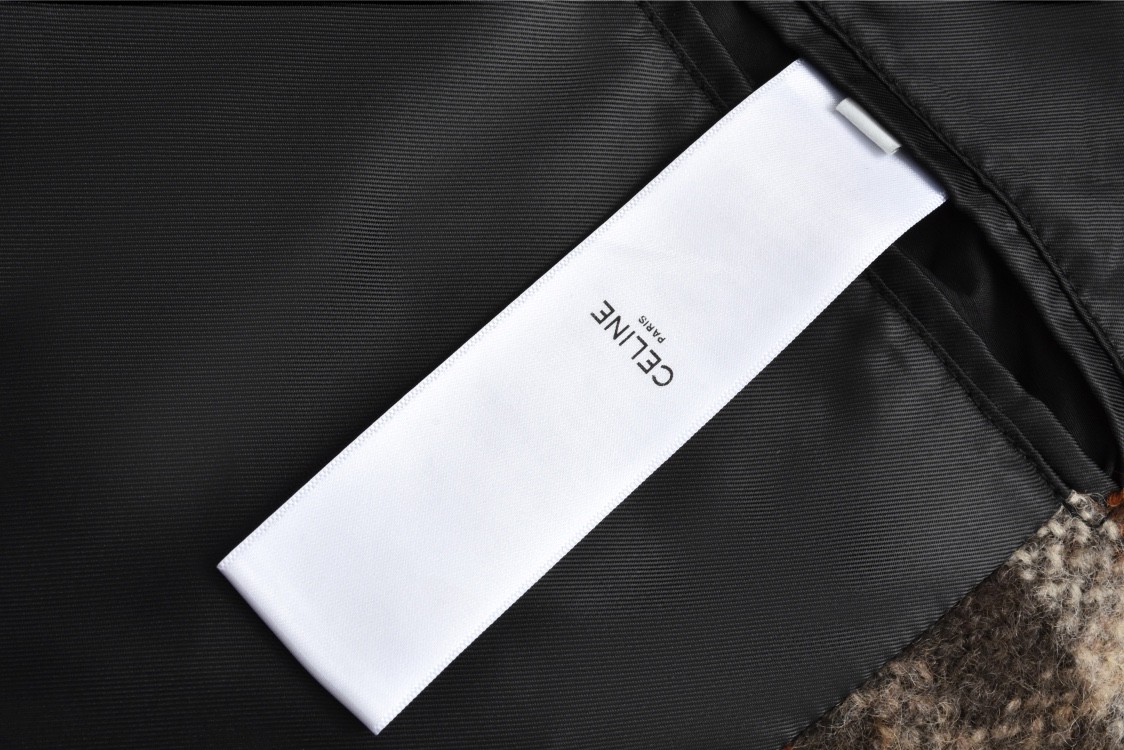 CELINE 赛琳 刺绣徽标格纹毛呢夹克 外套 长袖 棕色 2V88R781V-40VA