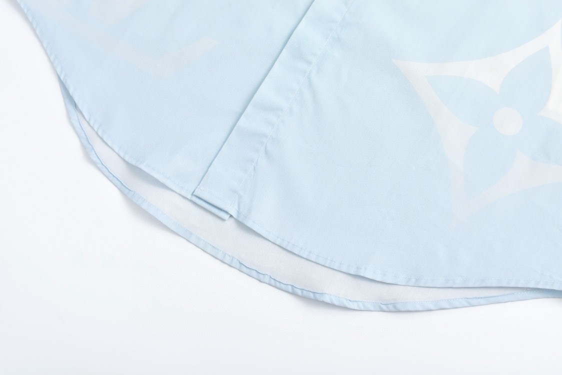 LOUIS VUITTON 路易威登 字母logo印花渐变单排扣衬衫 长袖 白色 1AFXVX