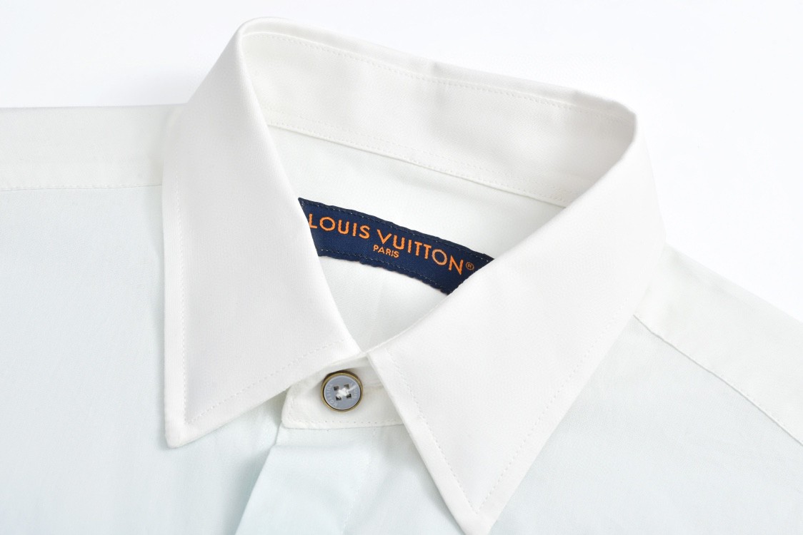 LOUIS VUITTON 路易威登 字母logo印花渐变单排扣衬衫 长袖 白色 1AFXVX