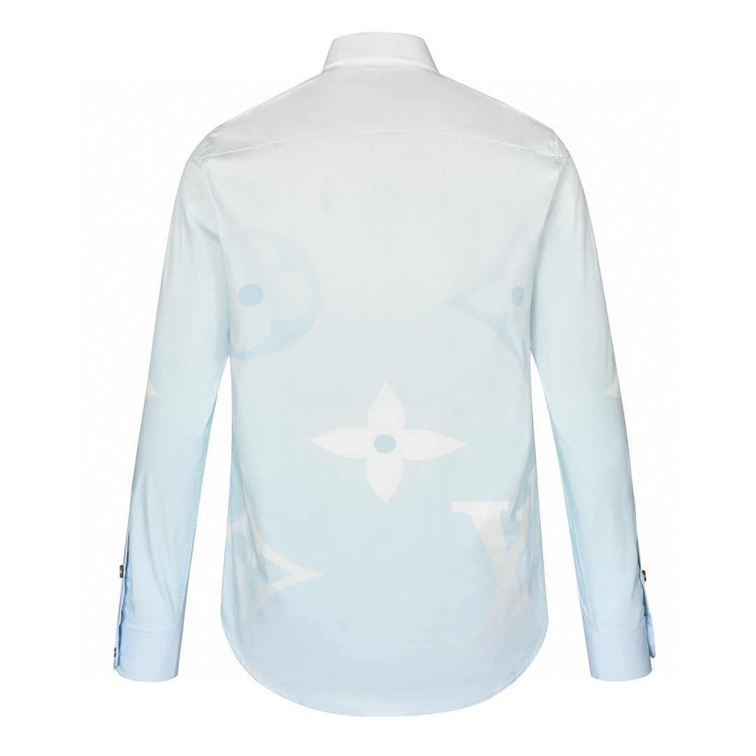 LOUIS VUITTON 路易威登 字母logo印花渐变单排扣衬衫 长袖 白色 1AFXVX