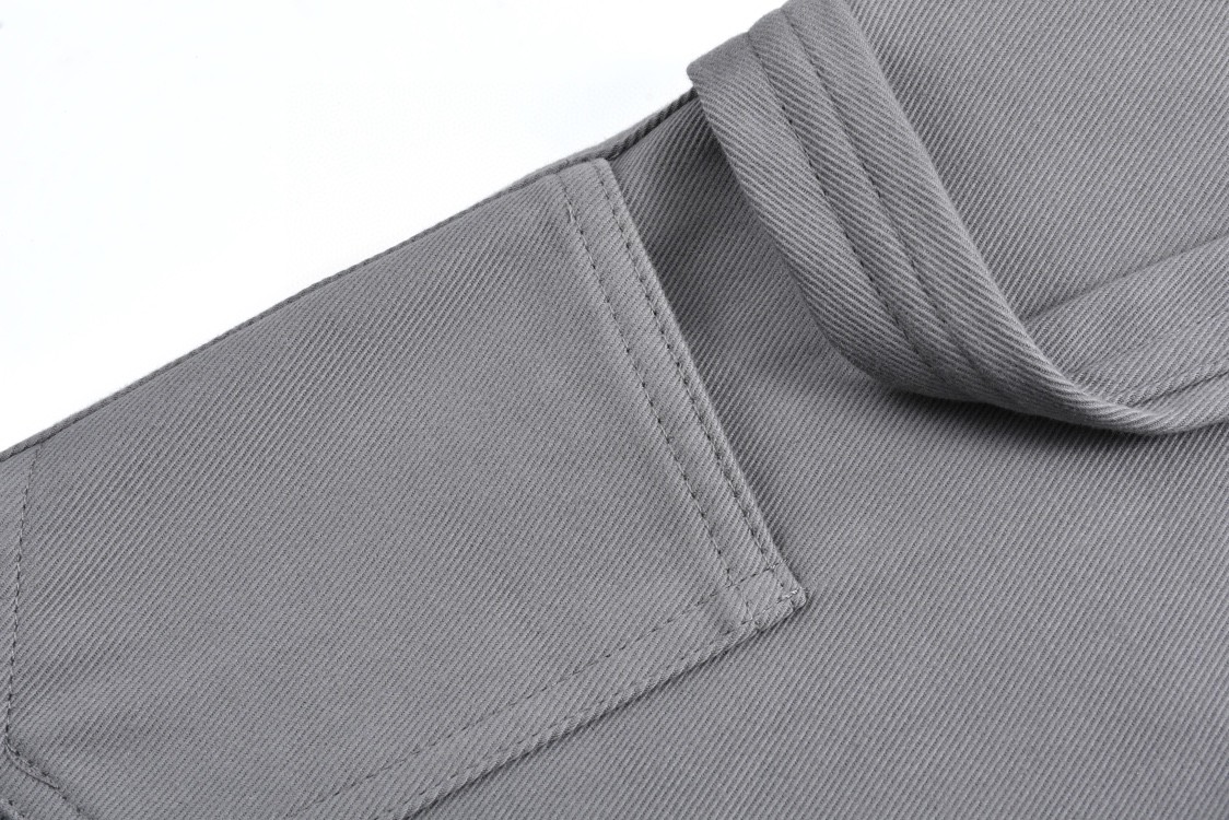 MIU MIU 纯色徽标刺绣工装裤 长裤 裤子 休闲裤 灰色