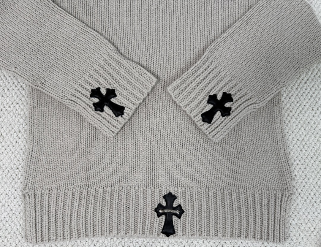 Chrome Hearts 克罗心 羊绒圆领毛衣针织衫 长袖 外套 灰色