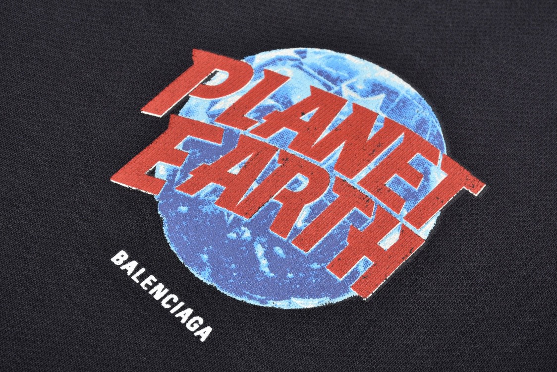 Balenciaga 巴黎世家 地球印花松紧腰运动裤 长裤 裤子 休闲裤 黑色 803266TRVD11055