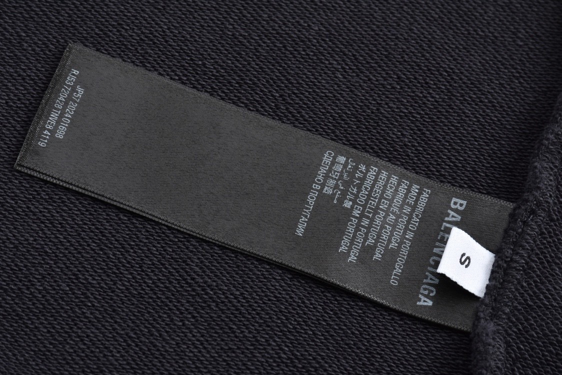 Balenciaga 巴黎世家 水洗做旧地球logo印花拉链连帽卫衣 外套 长袖 秋冬 黑色 803264TRVD11055