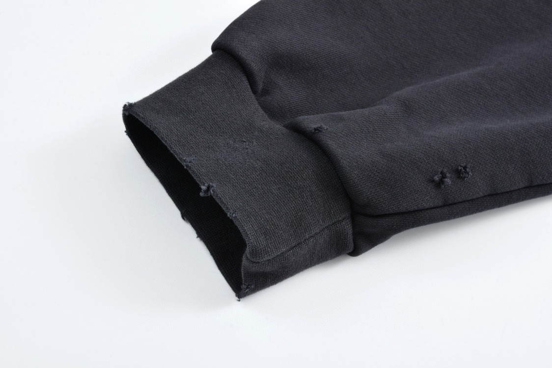 Balenciaga 巴黎世家 水洗做旧地球logo印花拉链连帽卫衣 外套 长袖 秋冬 黑色 803264TRVD11055