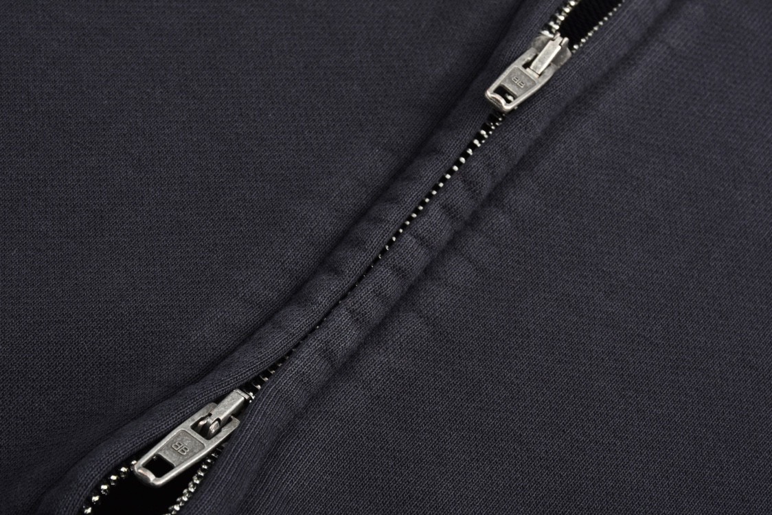 Balenciaga 巴黎世家 水洗做旧地球logo印花拉链连帽卫衣 外套 长袖 秋冬 黑色 803264TRVD11055