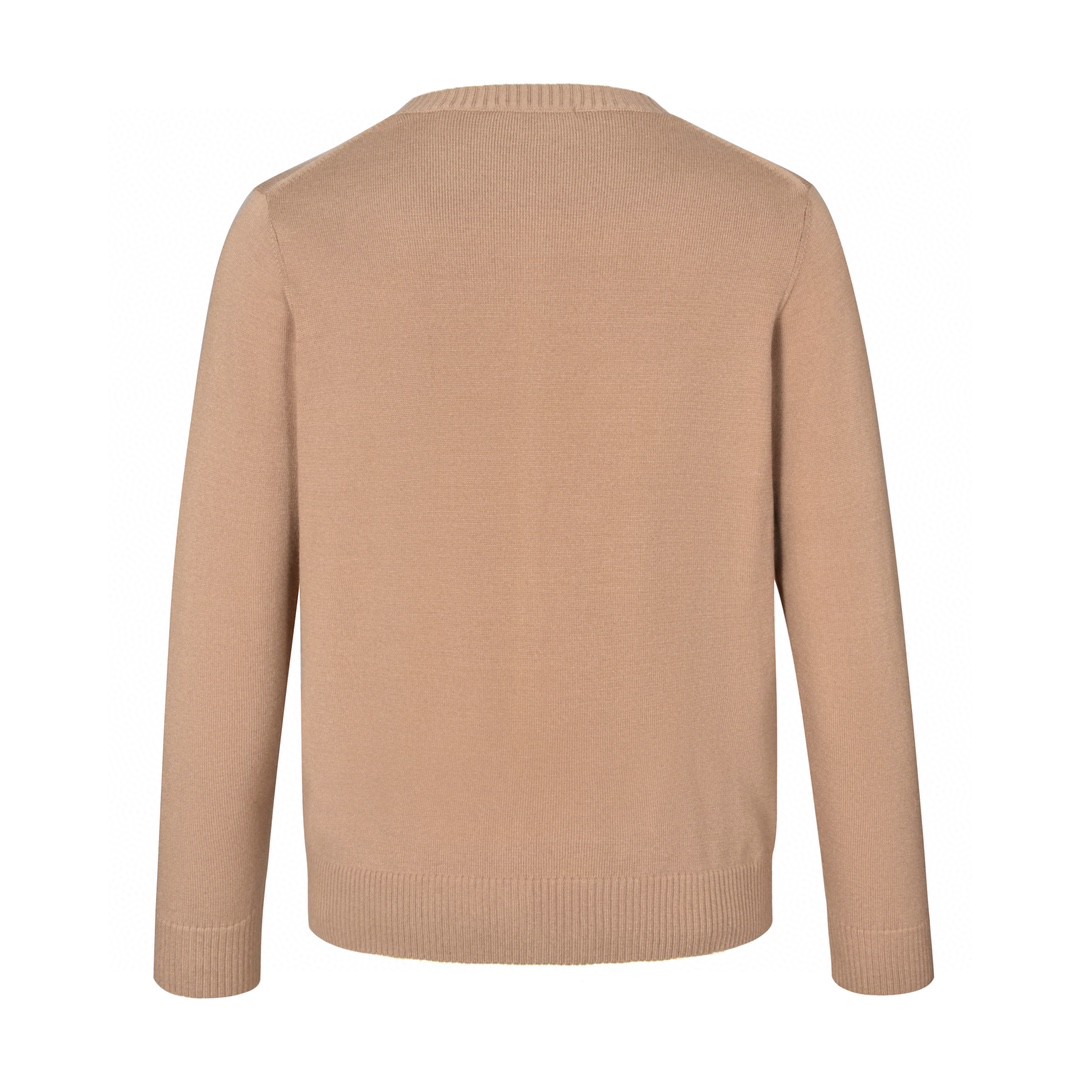 MIU MIU 缪缪 徽标刺绣logo羊绒针织衫 开衫 毛衣 外套 长袖 奶茶色 MMF787-13S1-F0627-S-232