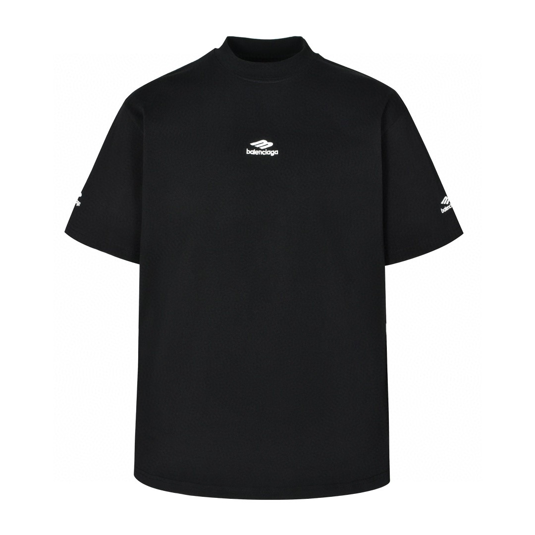 Balenciaga 巴黎世家 3B字母logo刺绣圆领短袖 T恤 夏季 黑色 802038TMVA51070
