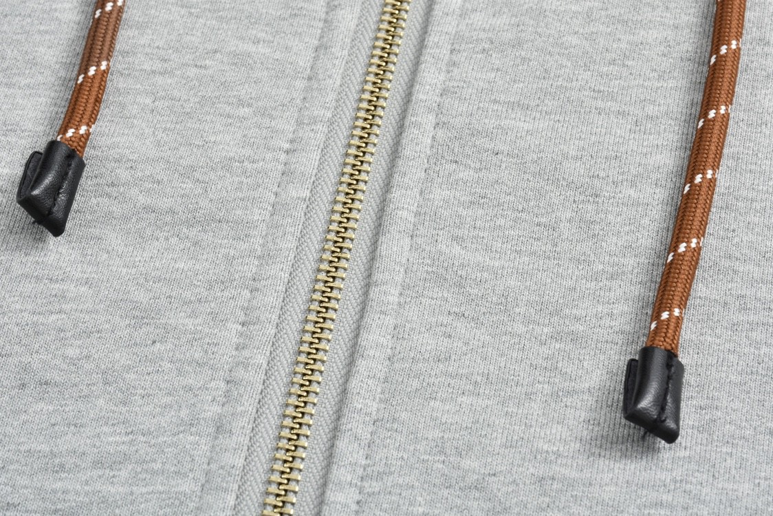 MIU MIU 缪缪 字母logo徽标抽绳拉链连帽卫衣 长袖 外套 灰色 MJL023-15AU-F0031-S-OOO