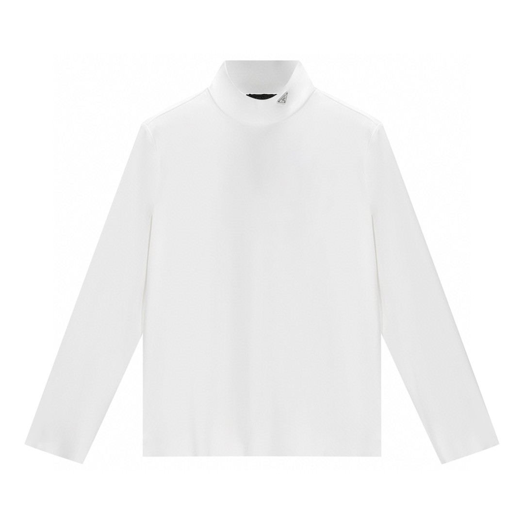 PRADA 普拉达 纯色徽标高领打底衫 T恤 长袖 黑色 白色