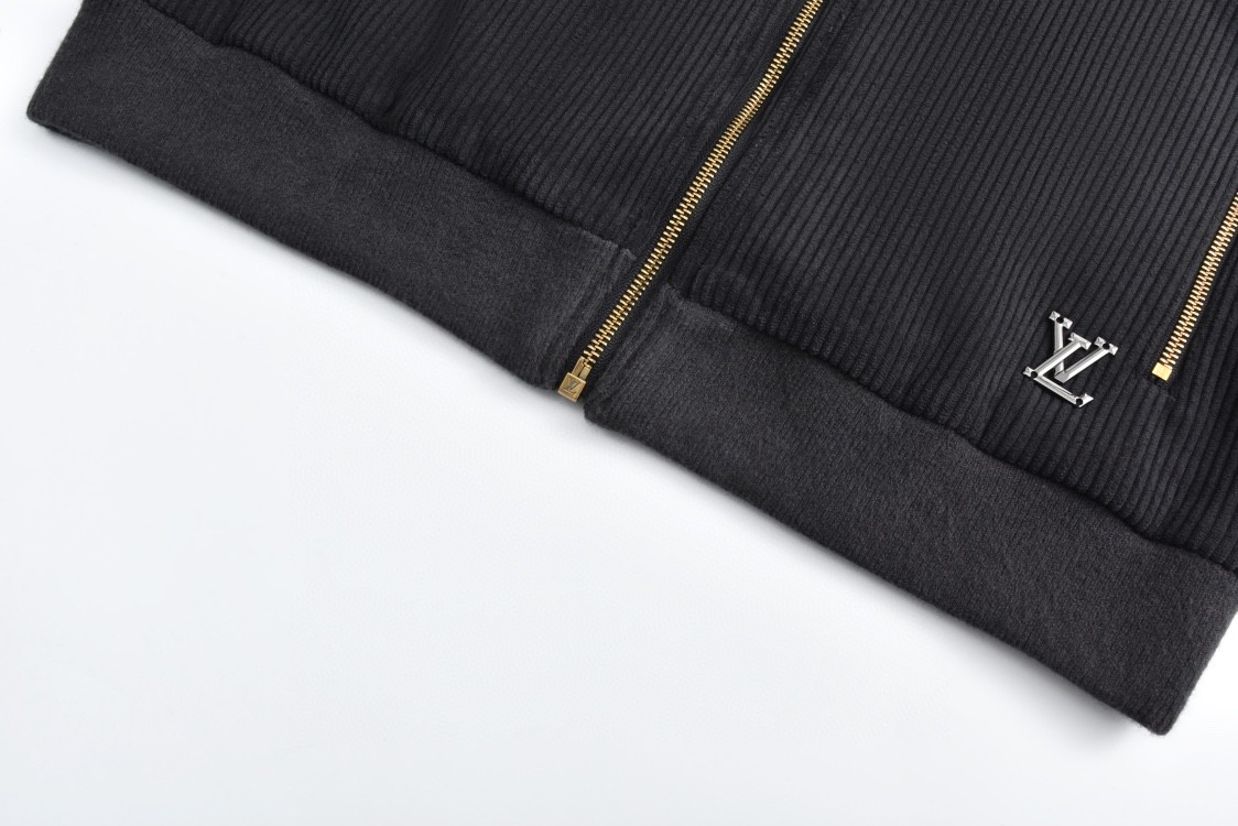 LOUIS VUITTON 路易威登 PARK SEO BO 灯芯绒拉链立领夹克 外套 长袖 黑色 1AFYED