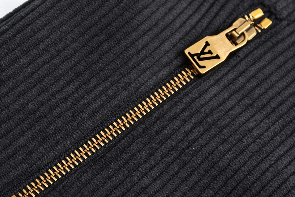 LOUIS VUITTON 路易威登 PARK SEO BO 灯芯绒拉链立领夹克 外套 长袖 黑色 1AFYED