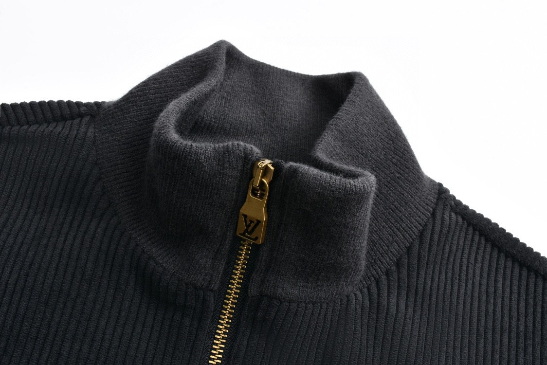 LOUIS VUITTON 路易威登 PARK SEO BO 灯芯绒拉链立领夹克 外套 长袖 黑色 1AFYED