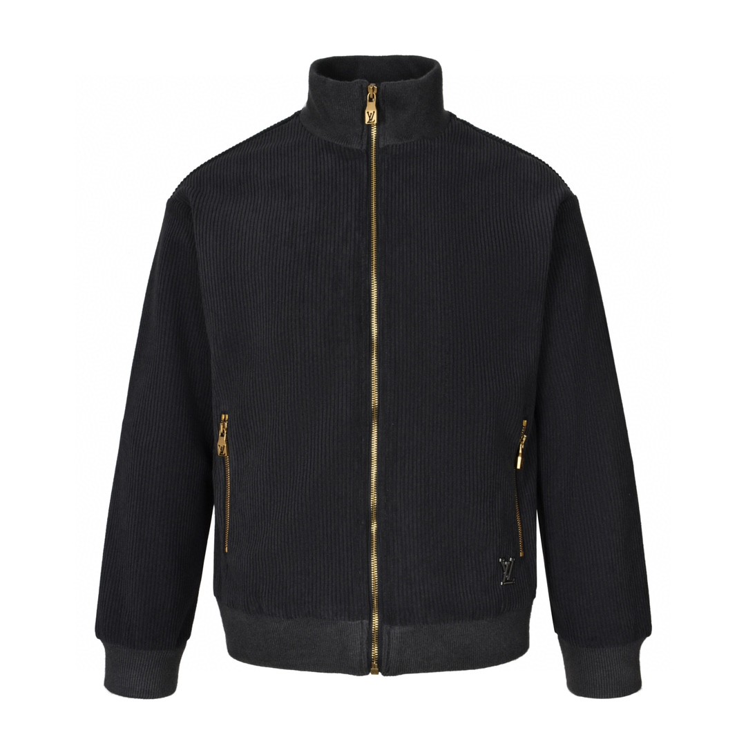 LOUIS VUITTON 路易威登 PARK SEO BO 灯芯绒拉链立领夹克 外套 长袖 黑色 1AFYED