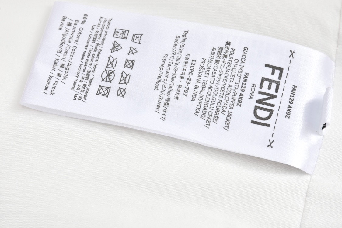 FENDI 芬迪 满印提花拉链连帽羽绒服 外套 长袖 保暖 白色 FAN129AK9ZF1M2A