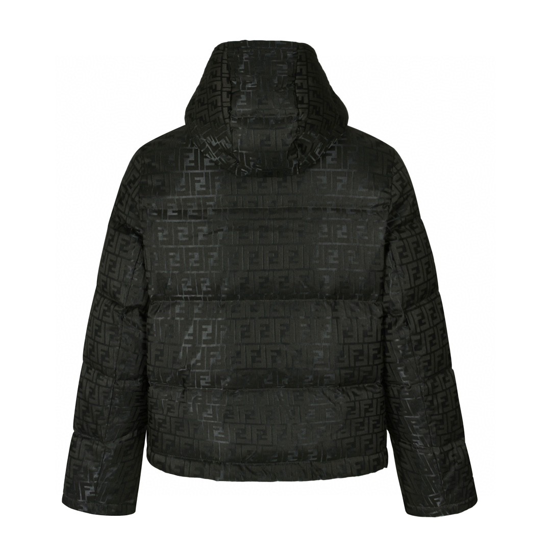 FENDI 芬迪 满印提花拉链连帽羽绒服 外套 长袖 保暖 棕色 FAN129AK9ZF0TU7