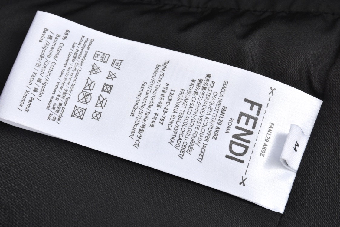 FENDI 芬迪 满印提花拉链连帽羽绒服 外套 长袖 保暖 黑色 FAN129AK9ZF0GME