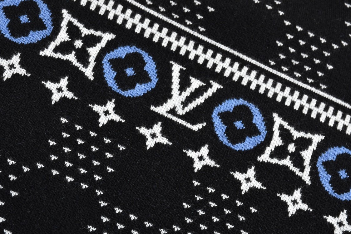 LOUIS VUITTON 路易威登 滑雪系列青花瓷毛衣 针织衫 外套 长袖 黑色 1AGJUD