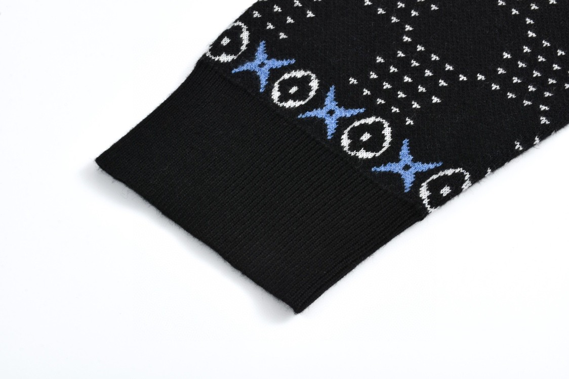 LOUIS VUITTON 路易威登 滑雪系列青花瓷毛衣 针织衫 外套 长袖 黑色 1AGJUD