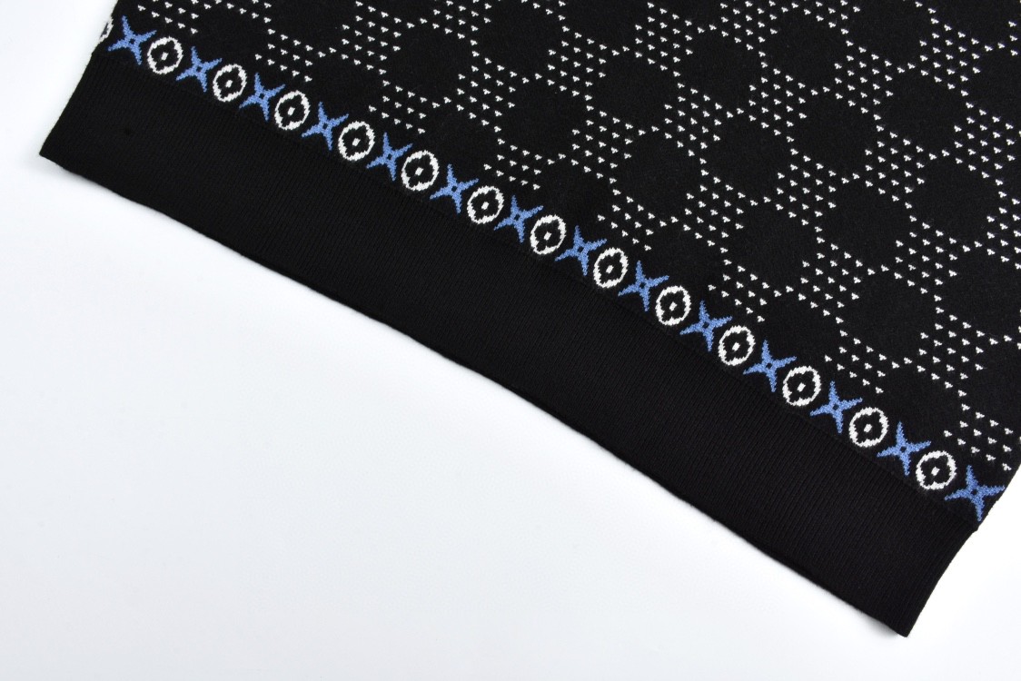 LOUIS VUITTON 路易威登 滑雪系列青花瓷毛衣 针织衫 外套 长袖 黑色 1AGJUD