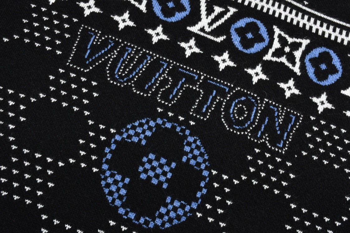 LOUIS VUITTON 路易威登 滑雪系列青花瓷毛衣 针织衫 外套 长袖 黑色 1AGJUD