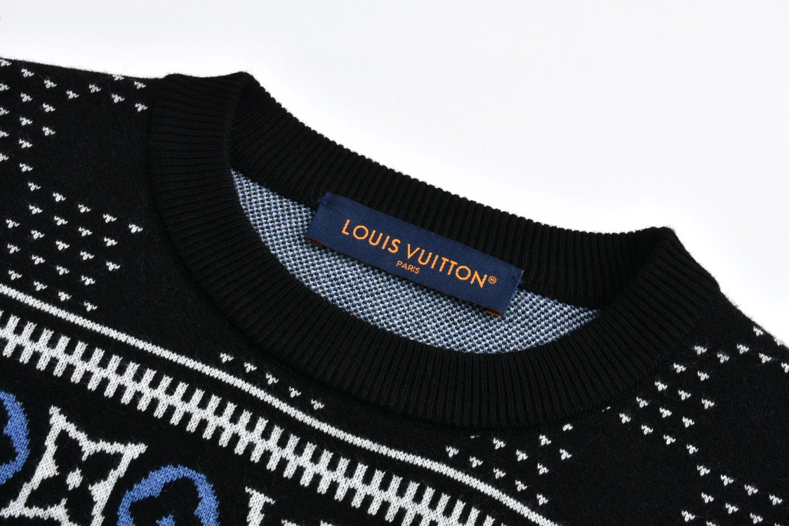 LOUIS VUITTON 路易威登 滑雪系列青花瓷毛衣 针织衫 外套 长袖 黑色 1AGJUD