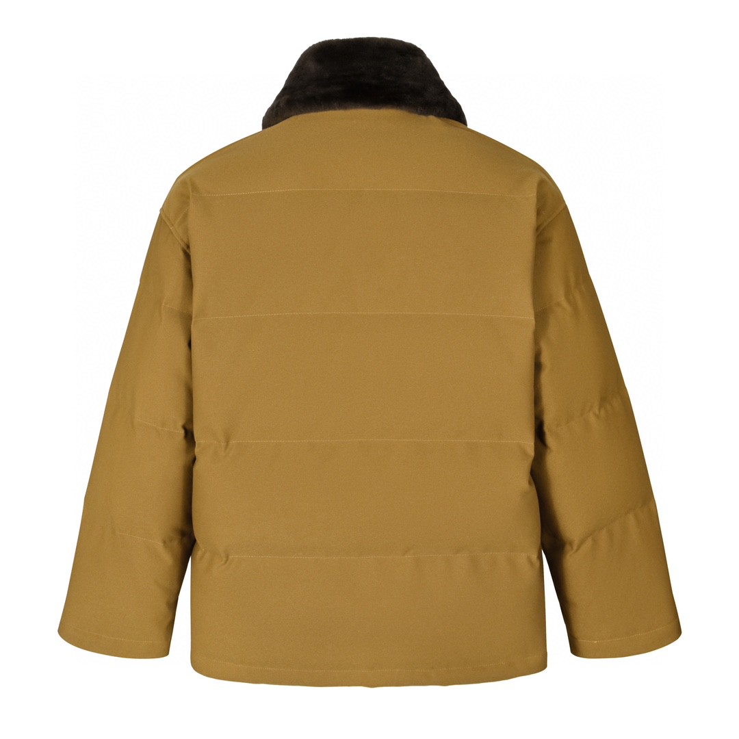 MIU MIU 缪缪 刺绣徽标logo可拆卸毛领拉链羽绒服 夹克 外套 褐色 ML9851-3O0-F0091-S-232