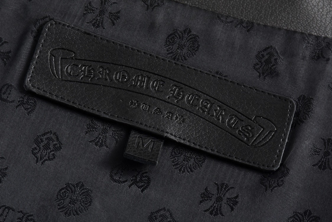 Chrome Hearts 克罗心 火焰藤蔓绣花皮衣 夹克 外套 长袖 黑色 CH-0000136