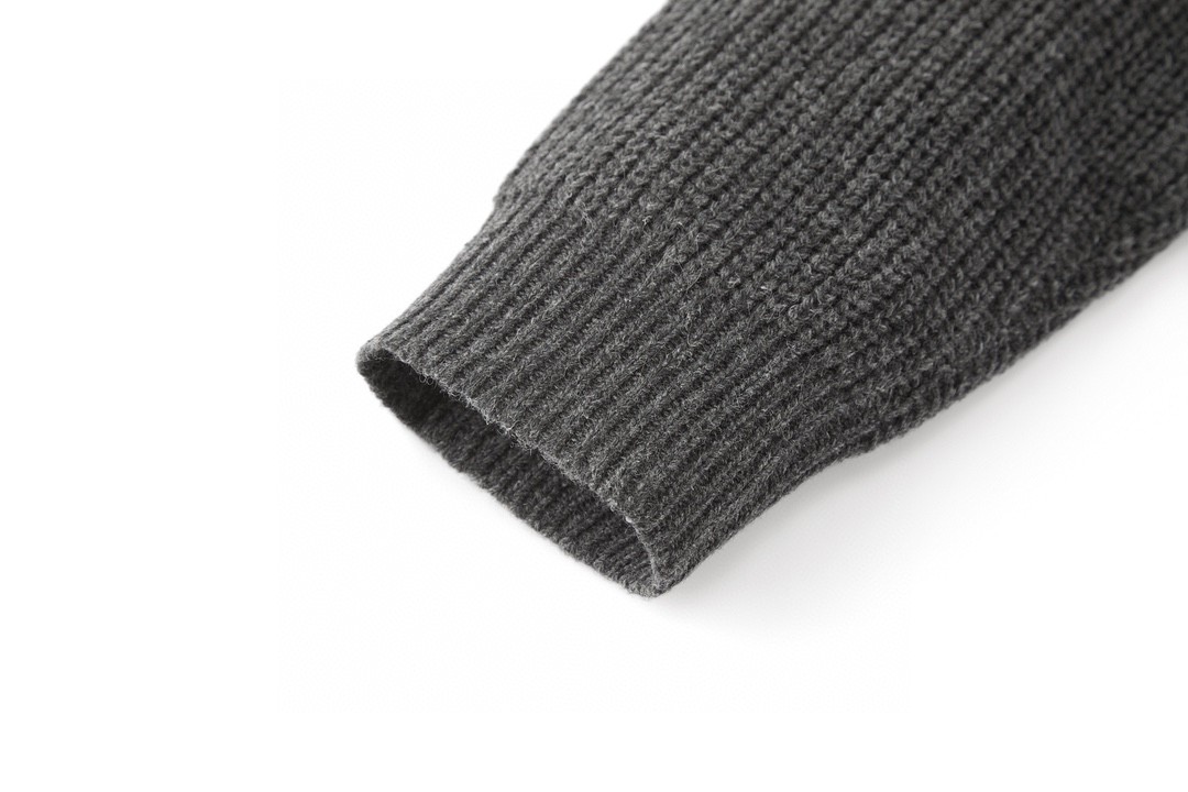 LOUIS VUITTON 路易威登 皮标羊绒开衫 针织衫 毛衣 外套 长袖 灰色 1AFWBO