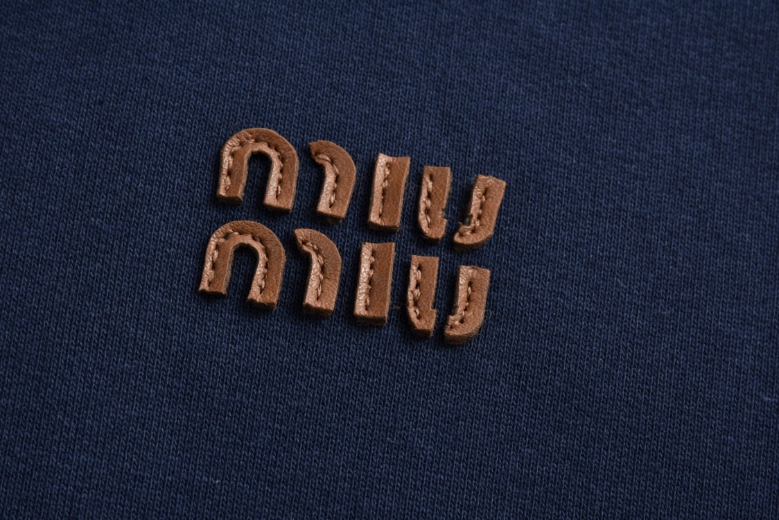 MIU MIU 缪缪 皮标字母logo拉链太空棉夹克 外套 长袖 海军蓝