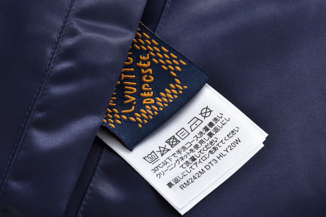 LOUIS VUITTON 路易威登 条纹字母刺绣水钻夹克 外套 棒球服 棉服 藏青色 1AGHSY