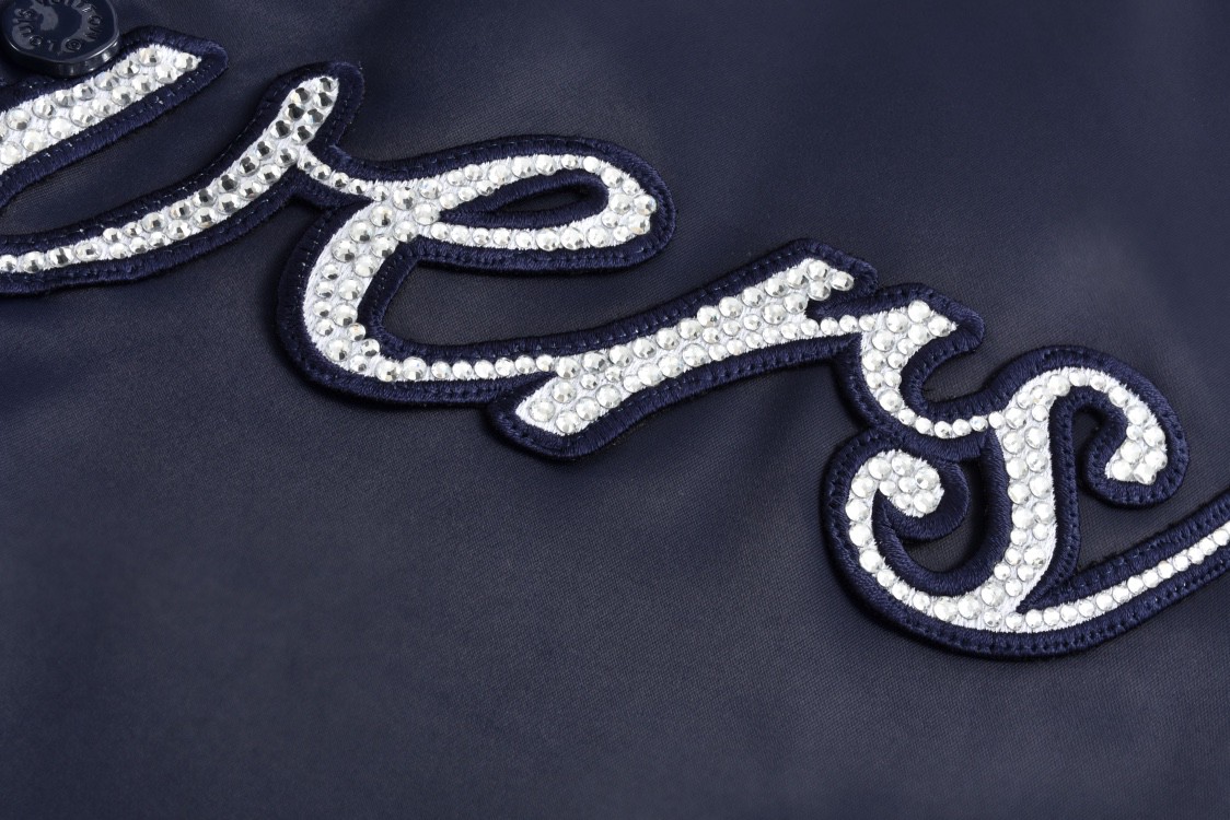 LOUIS VUITTON 路易威登 条纹字母刺绣水钻夹克 外套 棒球服 棉服 藏青色 1AGHSY