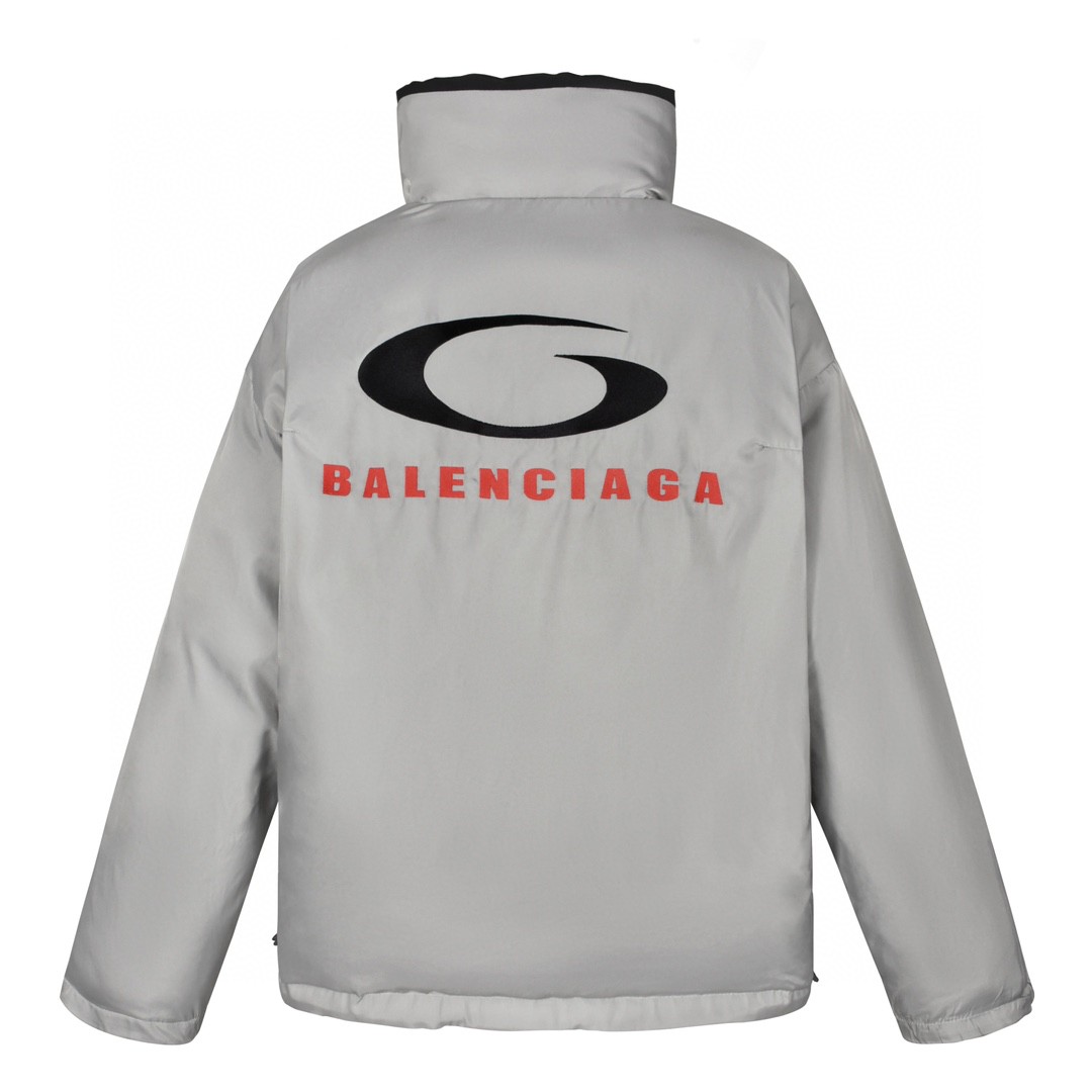 Balenciaga 巴黎世家 双面两穿刺绣字母logo拉链立领棉服 外套 长袖 秋冬 黑色 808811TRO181000