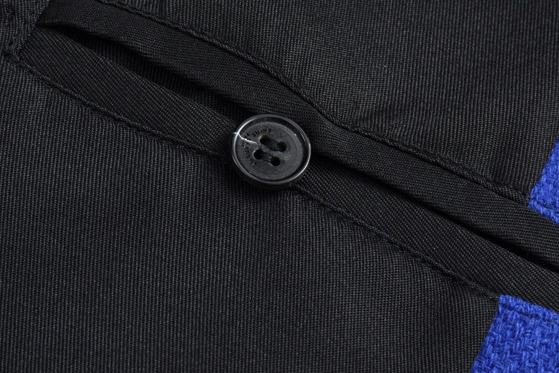 SAINT LAURENT 圣罗兰 经典元年羊毛拼皮棒球服 夹克 外套 秋冬款 蓝色 354718Y180W4011