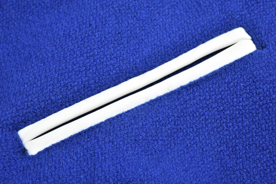 SAINT LAURENT 圣罗兰 经典元年羊毛拼皮棒球服 夹克 外套 秋冬款 蓝色 354718Y180W4011