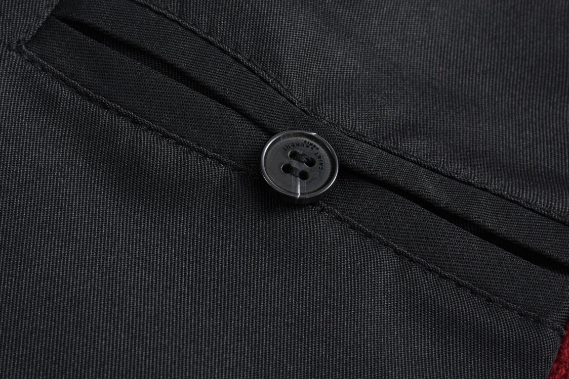 SAINT LAURENT 圣罗兰 经典元年羊毛拼皮棒球服 夹克 外套 秋冬款 暗红色 354718Y180W5504