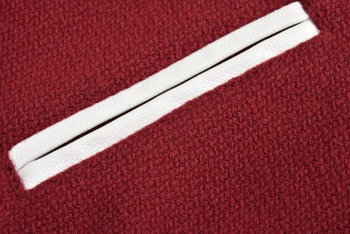 SAINT LAURENT 圣罗兰 经典元年羊毛拼皮棒球服 夹克 外套 秋冬款 暗红色 354718Y180W5504