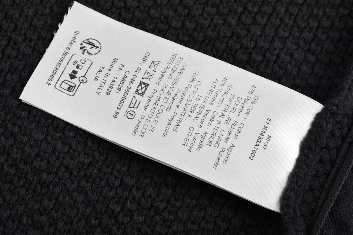 DIOR 迪奥 老花刺绣针织拼接拉链连帽棉服 夹克 外套 长袖 黑色 513M433A7002-C901