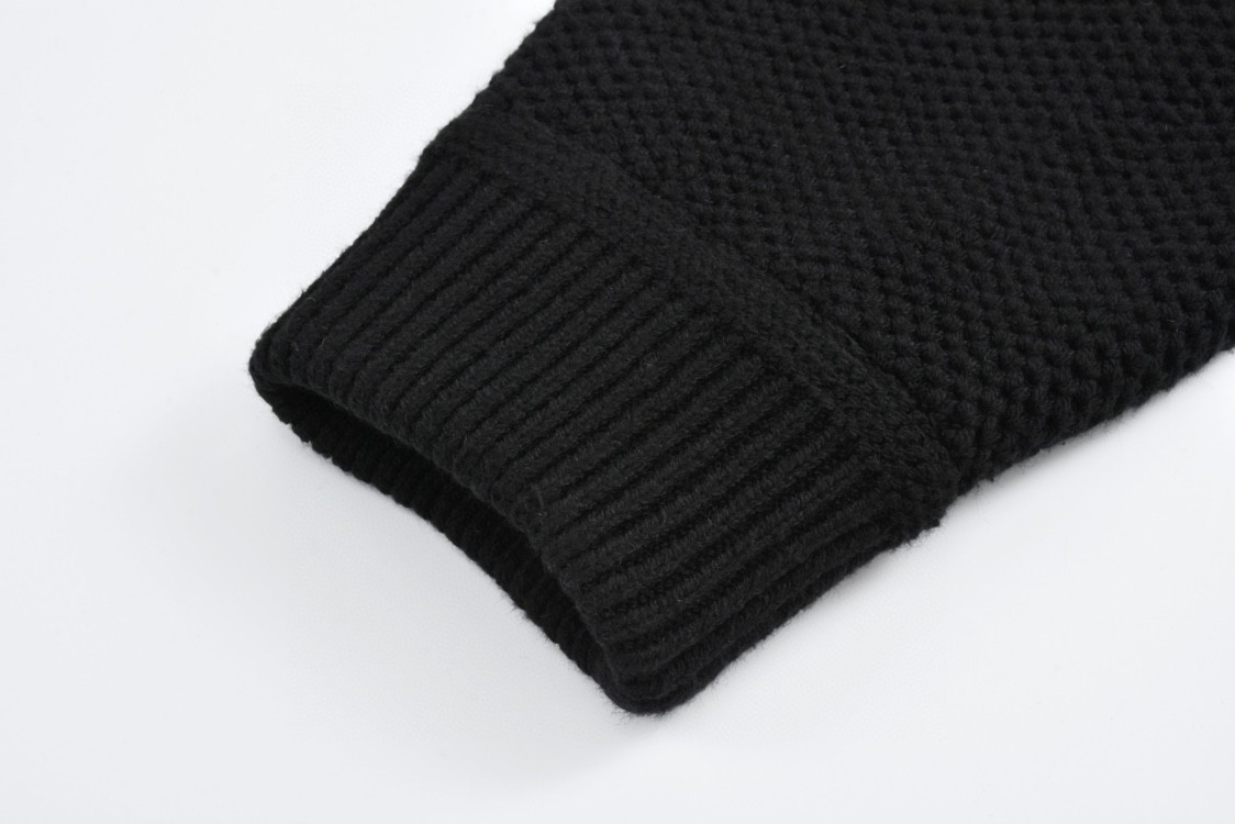 DIOR 迪奥 老花刺绣针织拼接拉链连帽棉服 夹克 外套 长袖 黑色 513M433A7002-C901