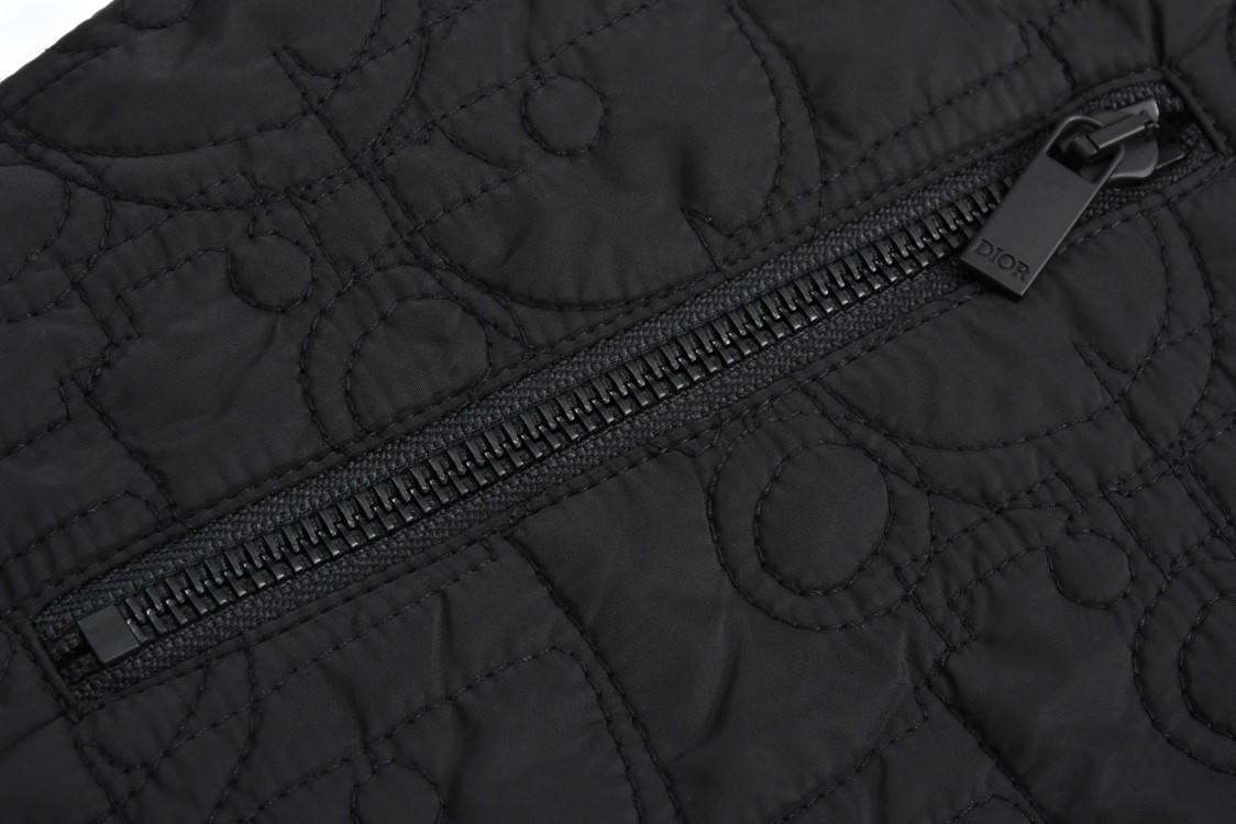 DIOR 迪奥 老花刺绣针织拼接拉链连帽棉服 夹克 外套 长袖 黑色 513M433A7002-C901