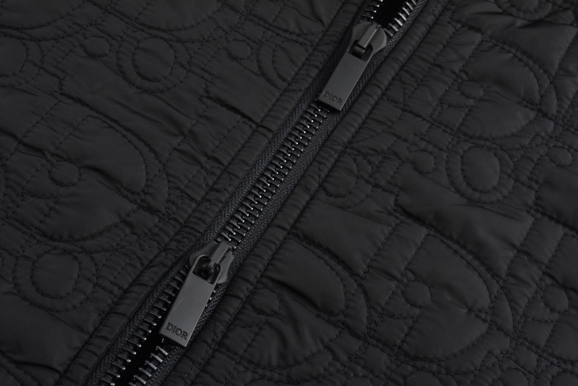 DIOR 迪奥 老花刺绣针织拼接拉链连帽棉服 夹克 外套 长袖 黑色 513M433A7002-C901