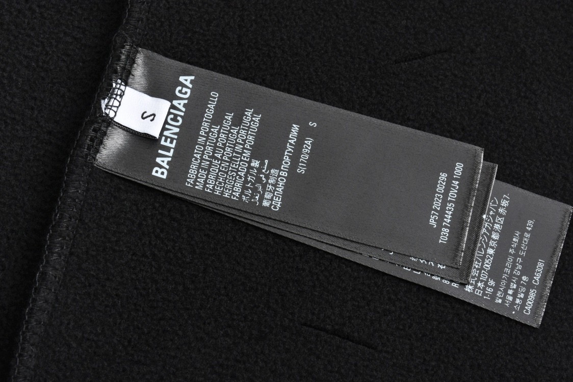 Balenciaga 巴黎世家 巴黎铁塔字母logo羊羔毛连帽卫衣 外套 长袖 黑色 744435TOVJ4-1000