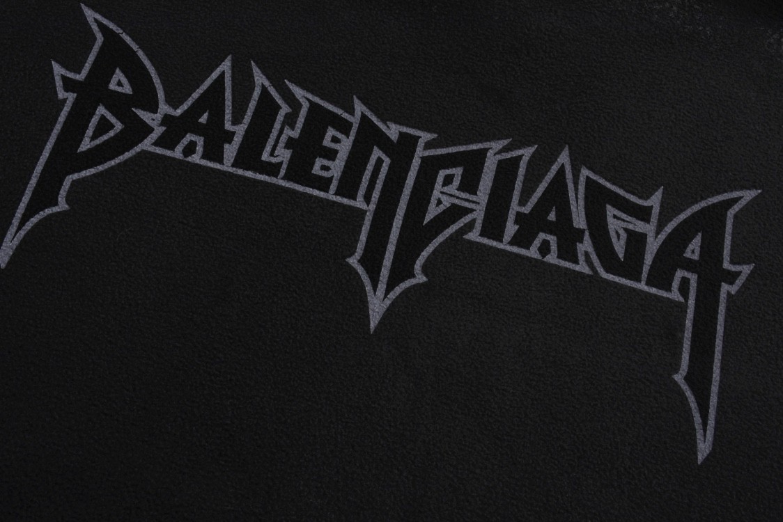 Balenciaga 巴黎世家 巴黎铁塔字母logo羊羔毛连帽卫衣 外套 长袖 黑色 744435TOVJ4-1000